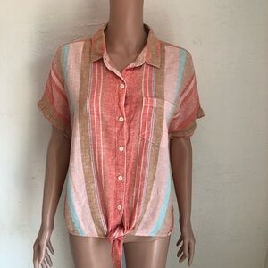 Beachlunchlounge Multicolored Stripes Bohemian Style Blouse Women’s Size M Shirt